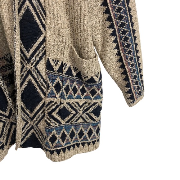 Lucky Brand Southwestern Aztec Knit Open Front Chunky Cardigan Sweater Size XL - Picture 5 of 12